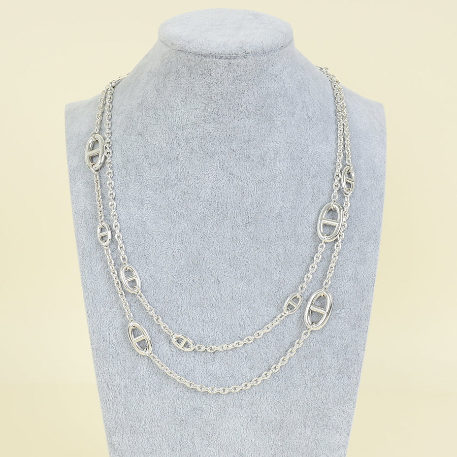 Hermes Sterling Silver Farandole Long Necklace 120
