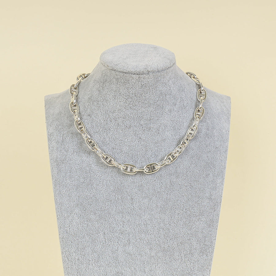 Hermes Sterling Silver Chaine D'ancre Necklace,Large Model