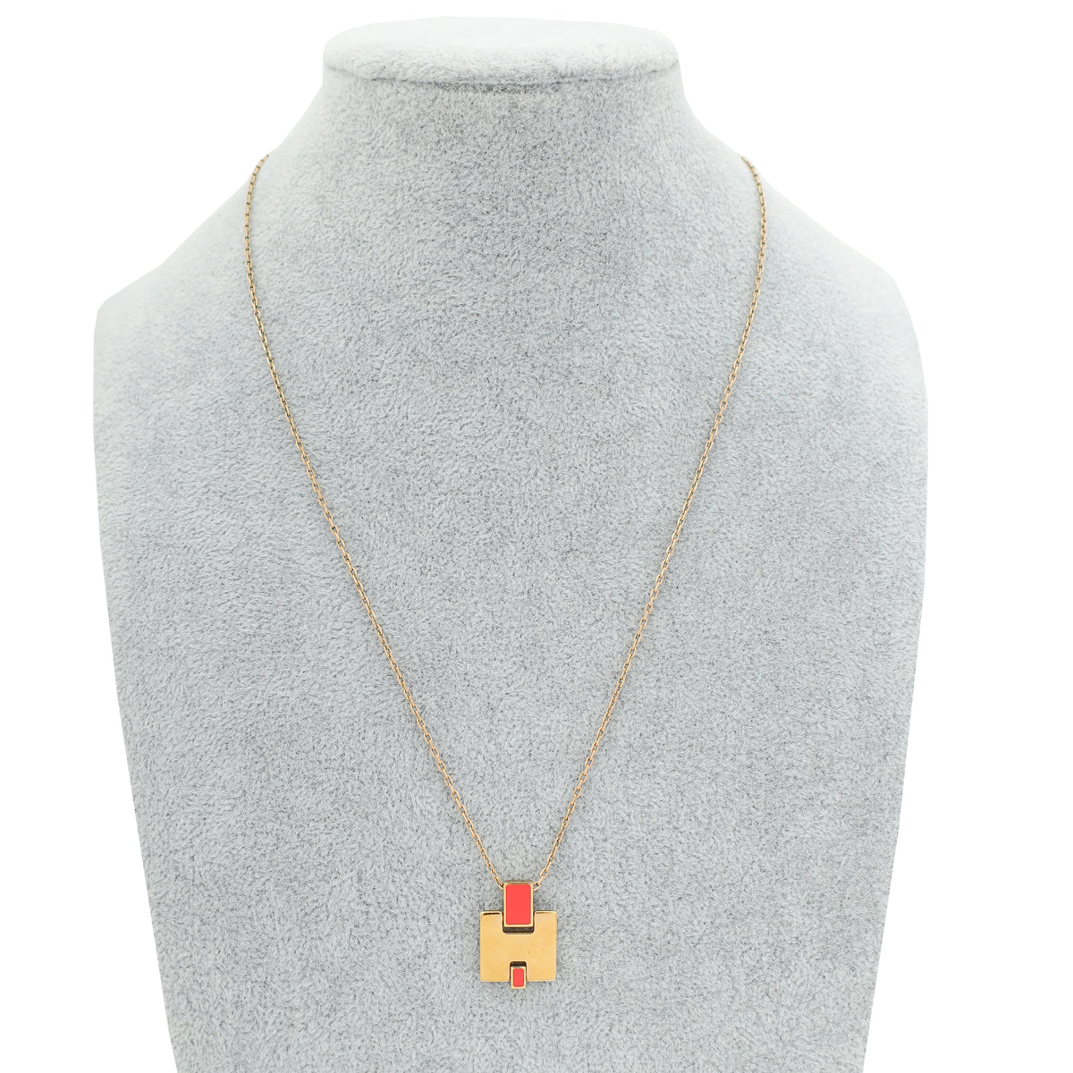 Hermes Rouge Corail Eileen Pendant Necklace