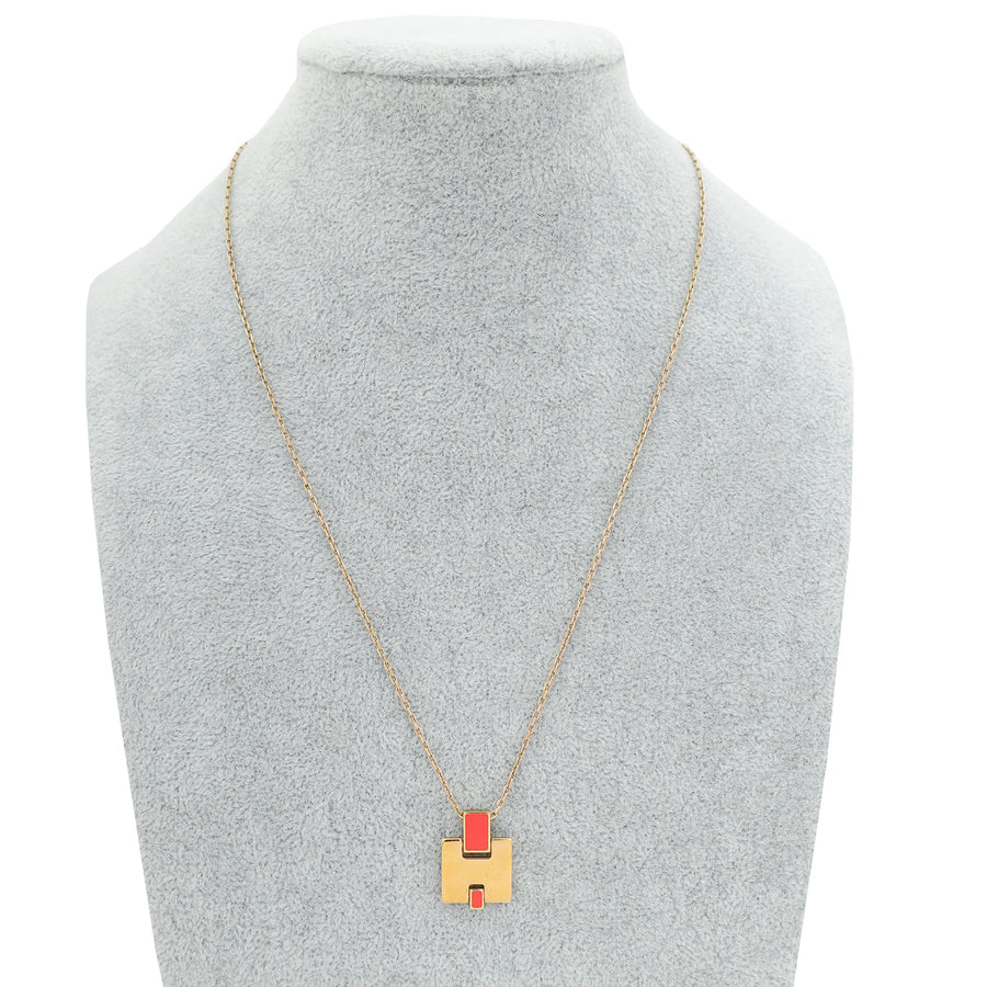 Hermes Rouge Corail Eileen Pendant Necklace