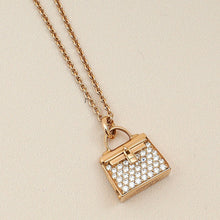 Hermes 18K Rose Gold Kelly Amulette Diamond Pendant Necklace