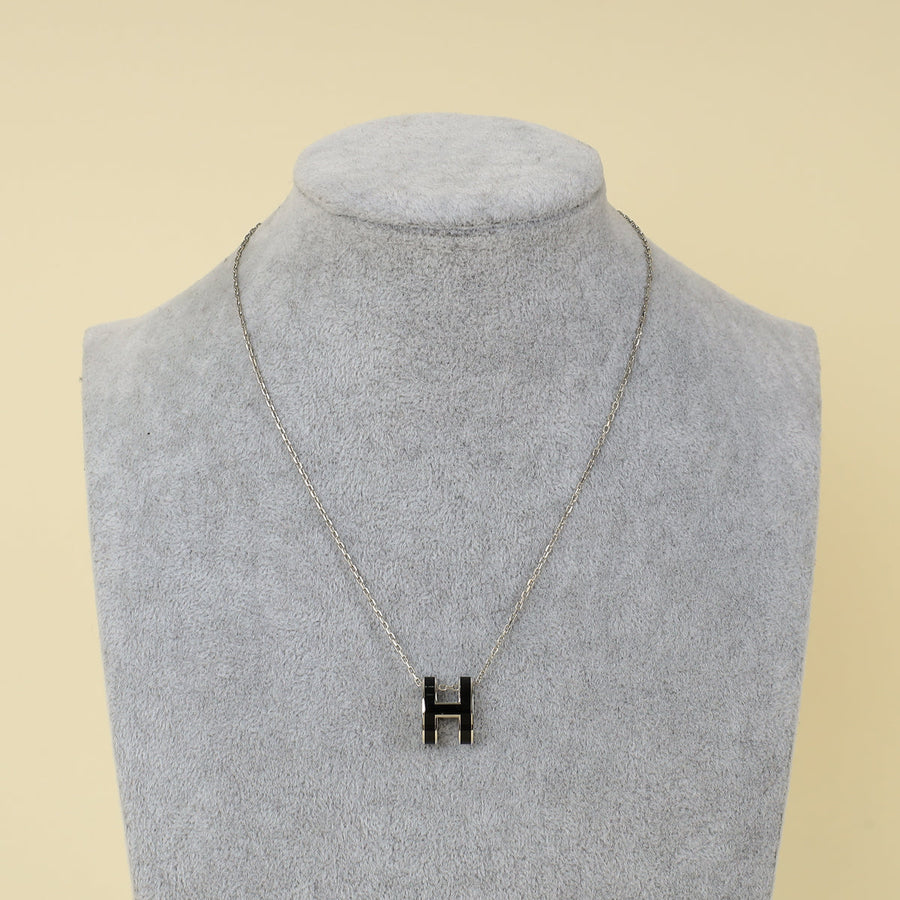 Hermes Black Pop H Pendant Necklace