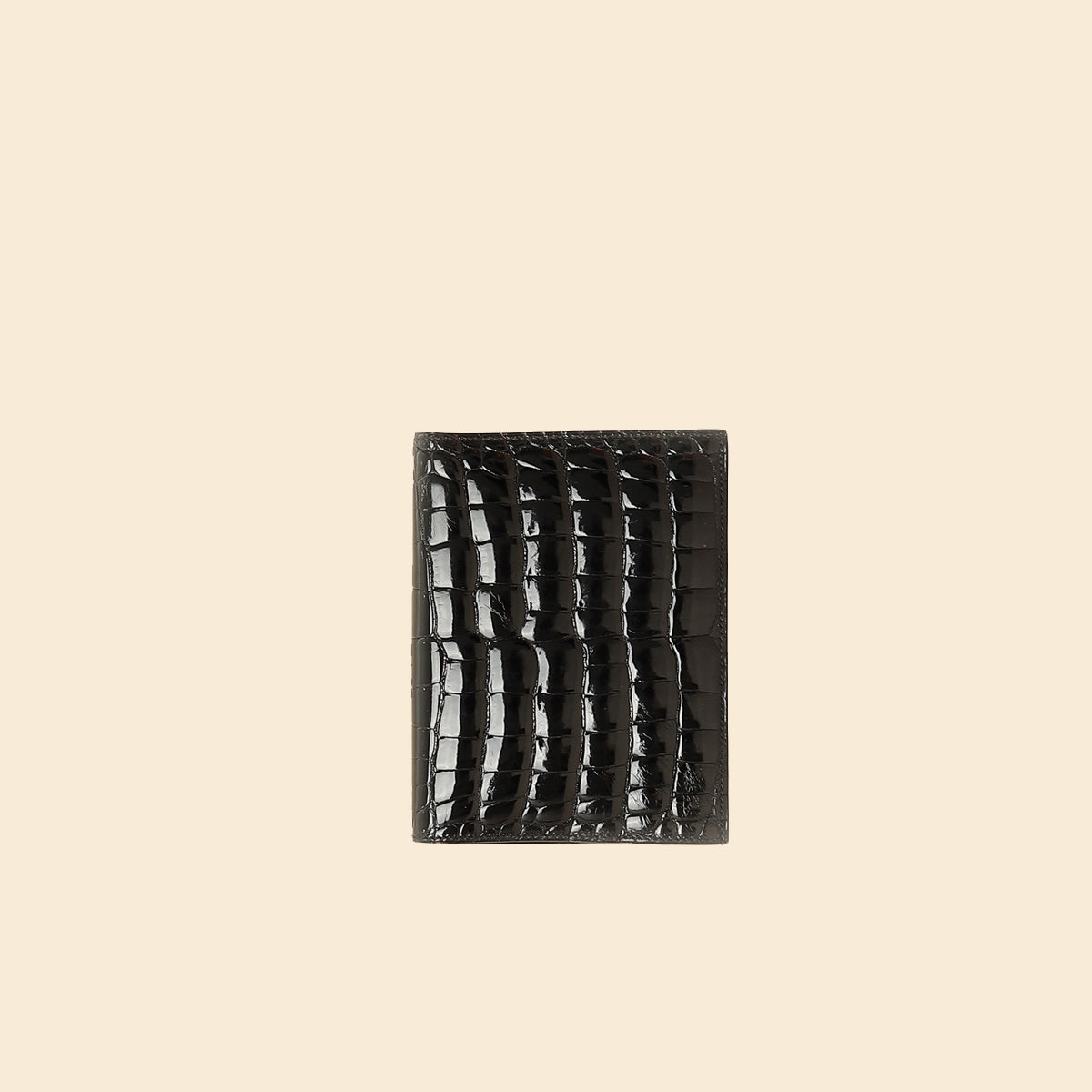 Hermes Noir Shiny Alligator Travel Wallet