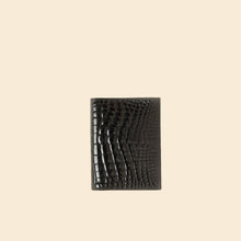 Hermes Noir Shiny Alligator Travel Wallet