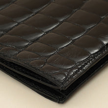 Hermes Noir Shiny Alligator Travel Wallet