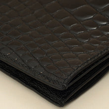 Hermes Noir Shiny Alligator Travel Wallet