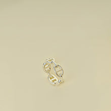 Hermes Sterling Silver Chaine d'ancre Enchainee Ring 54