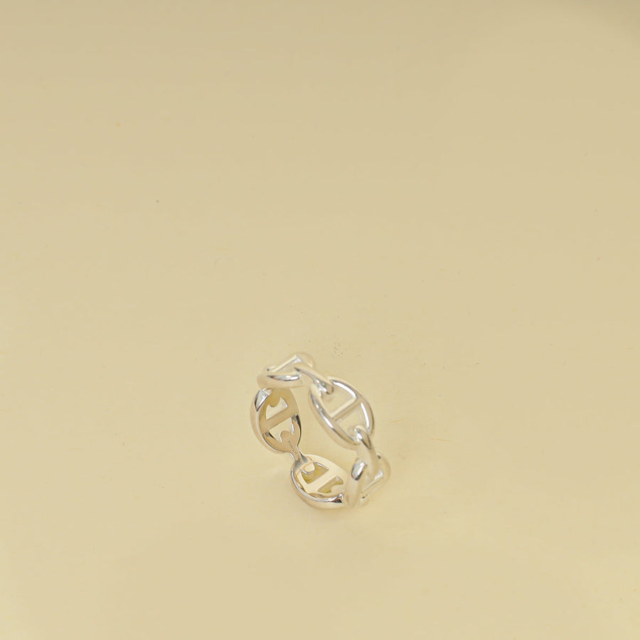 Hermes Silver Chaine d'ancre Enchainee Ring 55