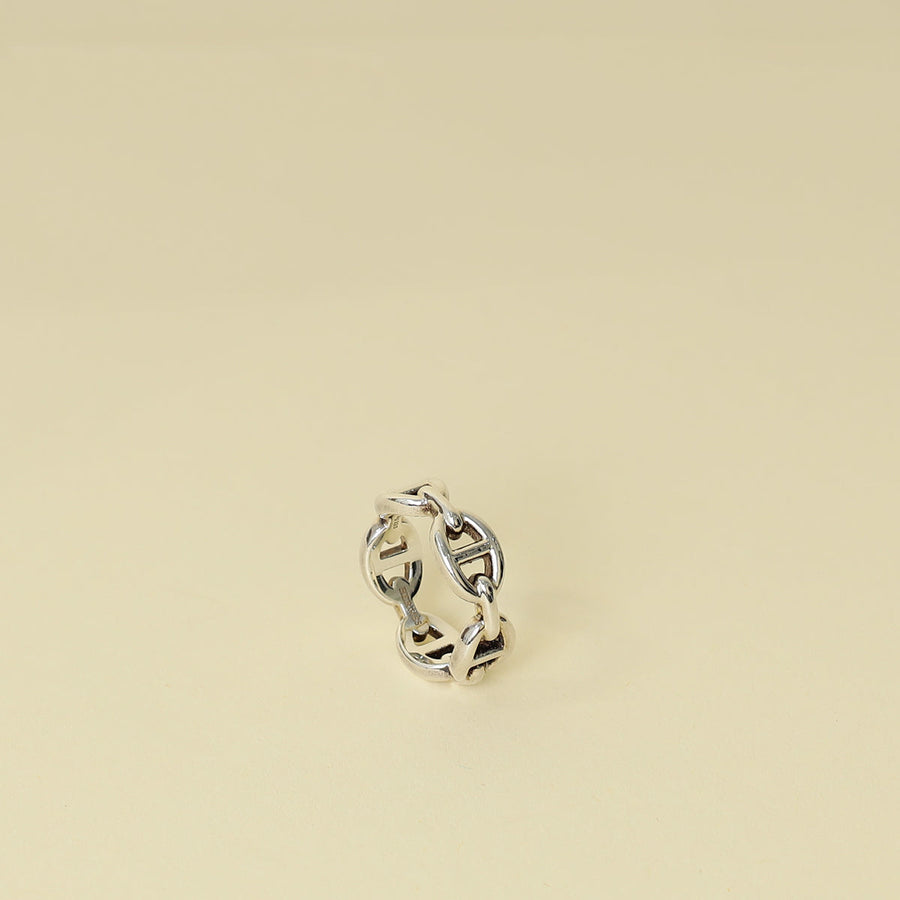 Hermes Silver Chaine d'ancre Enchainee Ring, Small Model 53