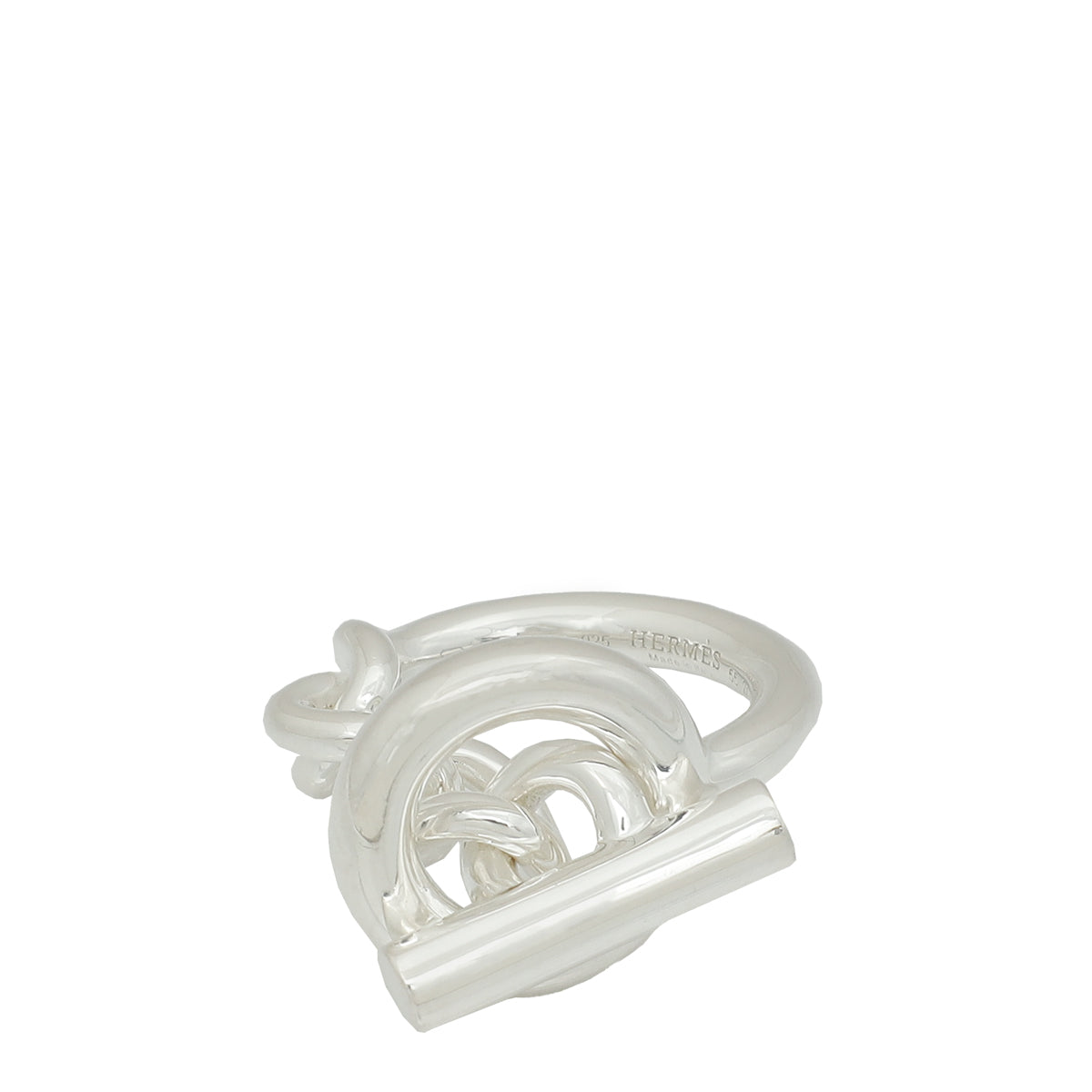 Hermes Sterling Silver Croisette Ring, Large Model 55