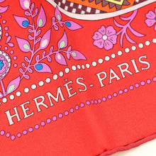 Hermes Rouge Multicolor L'arbre de Vie Shawl Scarf 90