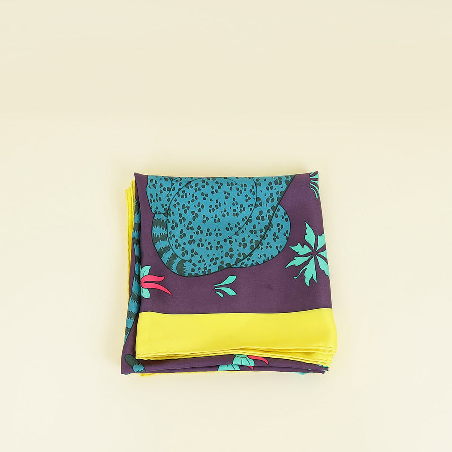 Hermes Multicolor Les Leopards by by Christiane Vauzelles Scarf