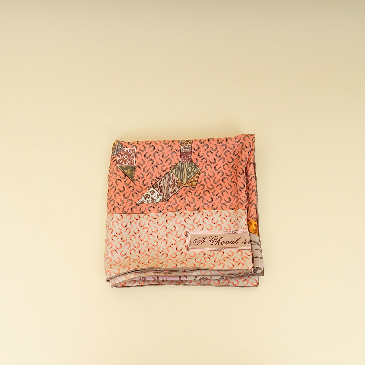 Hermes Rose Multicolor A Cheval Sur Mon Carre Scarf 90