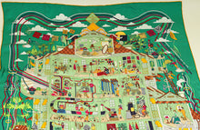 Hermes Vert Multicolor "La Maison Des Carres" Silk Scarf