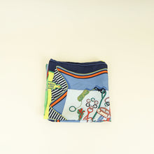 Hermes Bleu Multicolor "Bouquets Sellier" Silk Scarf