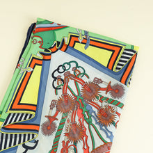 Hermes Bleu Multicolor "Bouquets Sellier" Silk Scarf