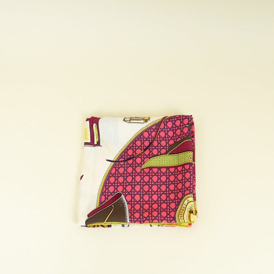 Hermes Multicolor "Les Voitures A Transformation" Silk Scarf