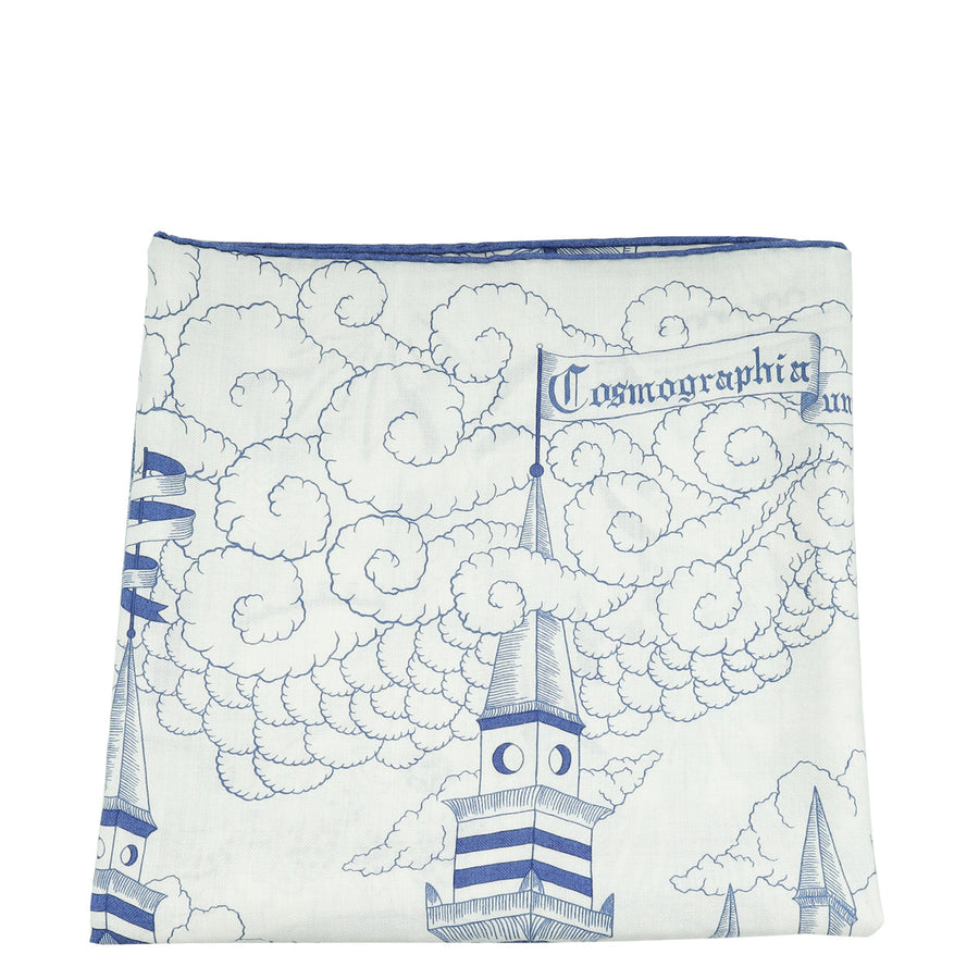 Hermes Bleu Blanc Cosmographia Universalis Cashmere Silk Shawl