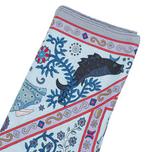Hermes Bleu Ciel Parme Peuple du Vent Cashmere Silk Shawl