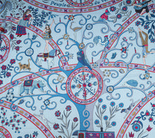 Hermes Bleu Ciel Parme Peuple du Vent Cashmere Silk Shawl
