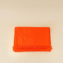 Hermes Orange Vif Libris Cashmere Silk Shawl Stole