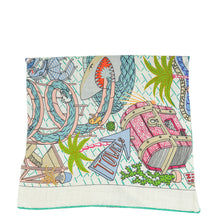 Hermes Vert Bleu Multicolor Splash Park Cashmere Silk Shawl