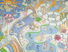 Hermes Vert Bleu Multicolor Splash Park Cashmere Silk Shawl