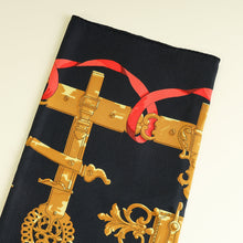 Hermes Noir Multicolor Ferronnerie Silk Square Scarf 90