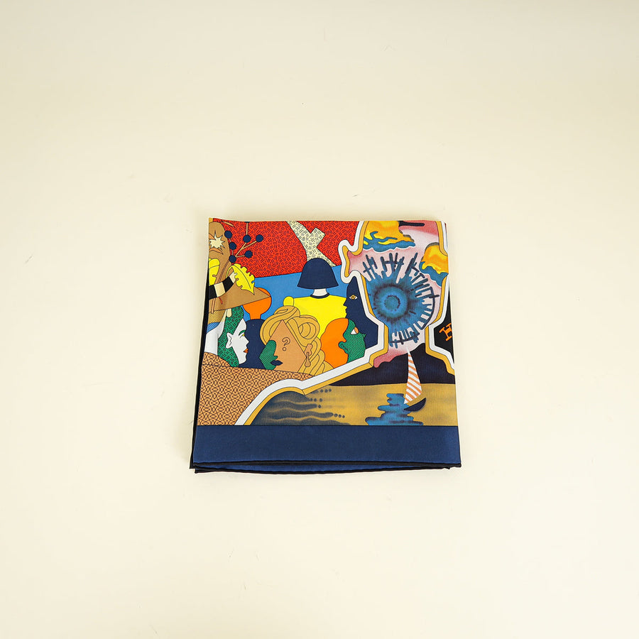 Hermes Multicolor Ca Decoiffe! Silk Scarf 90