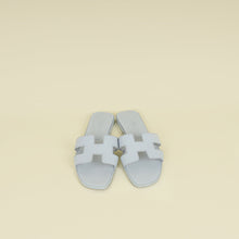Hermes Bleu Glacier Oran Sandals 38.5