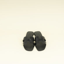 Hermes Noir Oran Sandals 37.5
