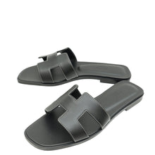 Hermes Noir Oran Sandals 37