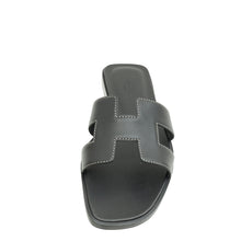 Hermes Noir Oran Sandals 37