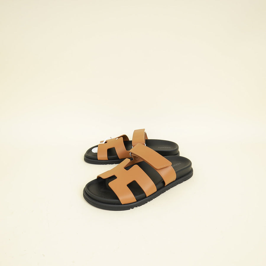 Hermes Gold Chypre Sandals 38.5