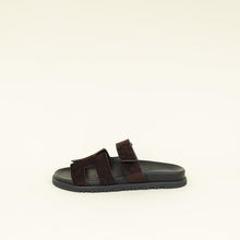 Hermes Maroon Ebene Suede Goatskin Chypre Sandal 38