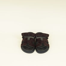 Hermes Maroon Ebene Suede Goatskin Chypre Sandal 38