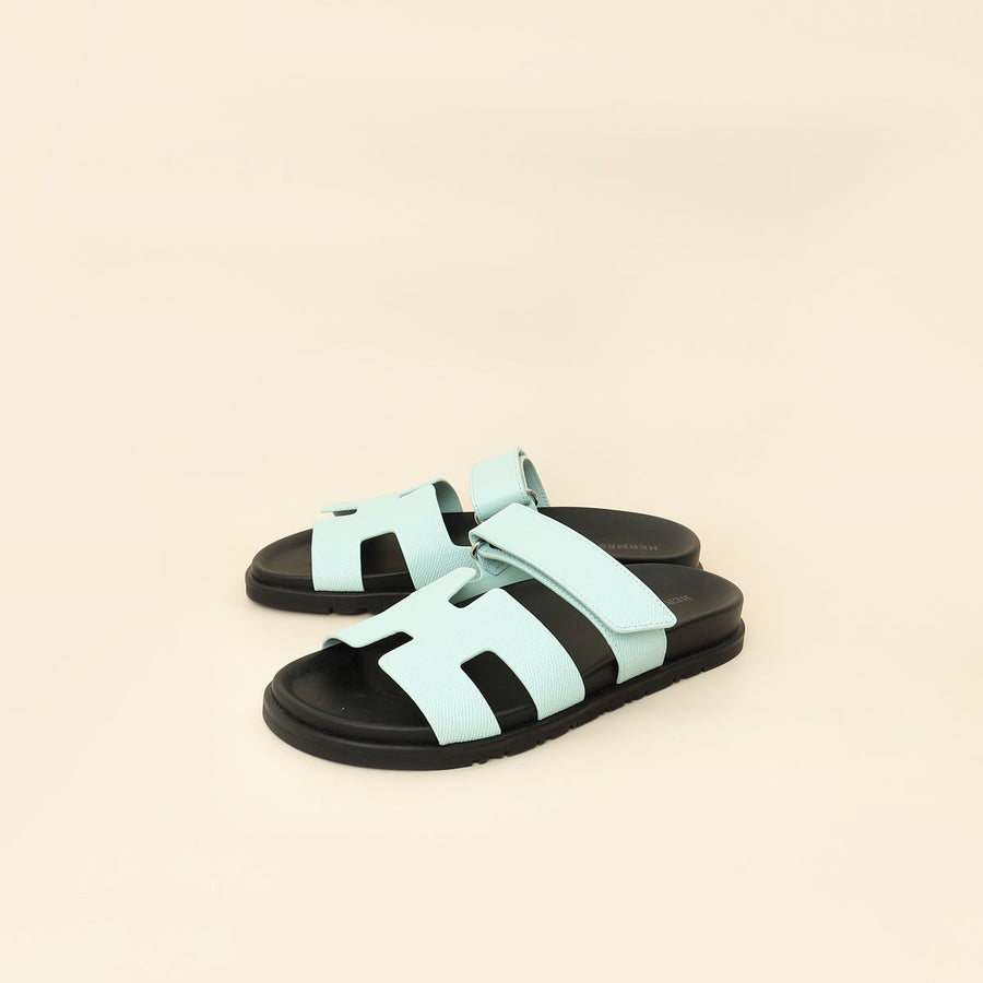 Hermes Bleu Brume Chypre Sandals 38