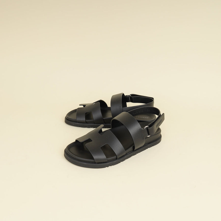 Hermes Black Genius Sandals 38