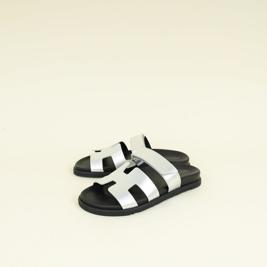 Hermes Gris Argente Chypre Sandal 38