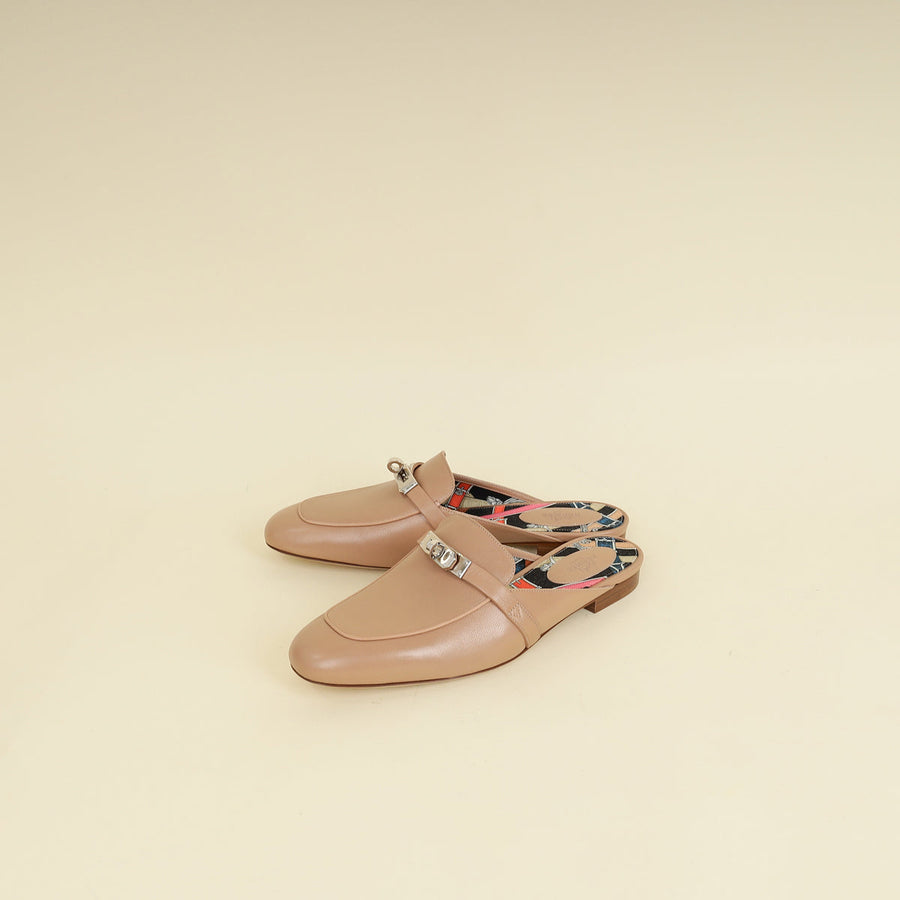 Hermes Beige Sarrazin Patterned Insole Oz Mule 40