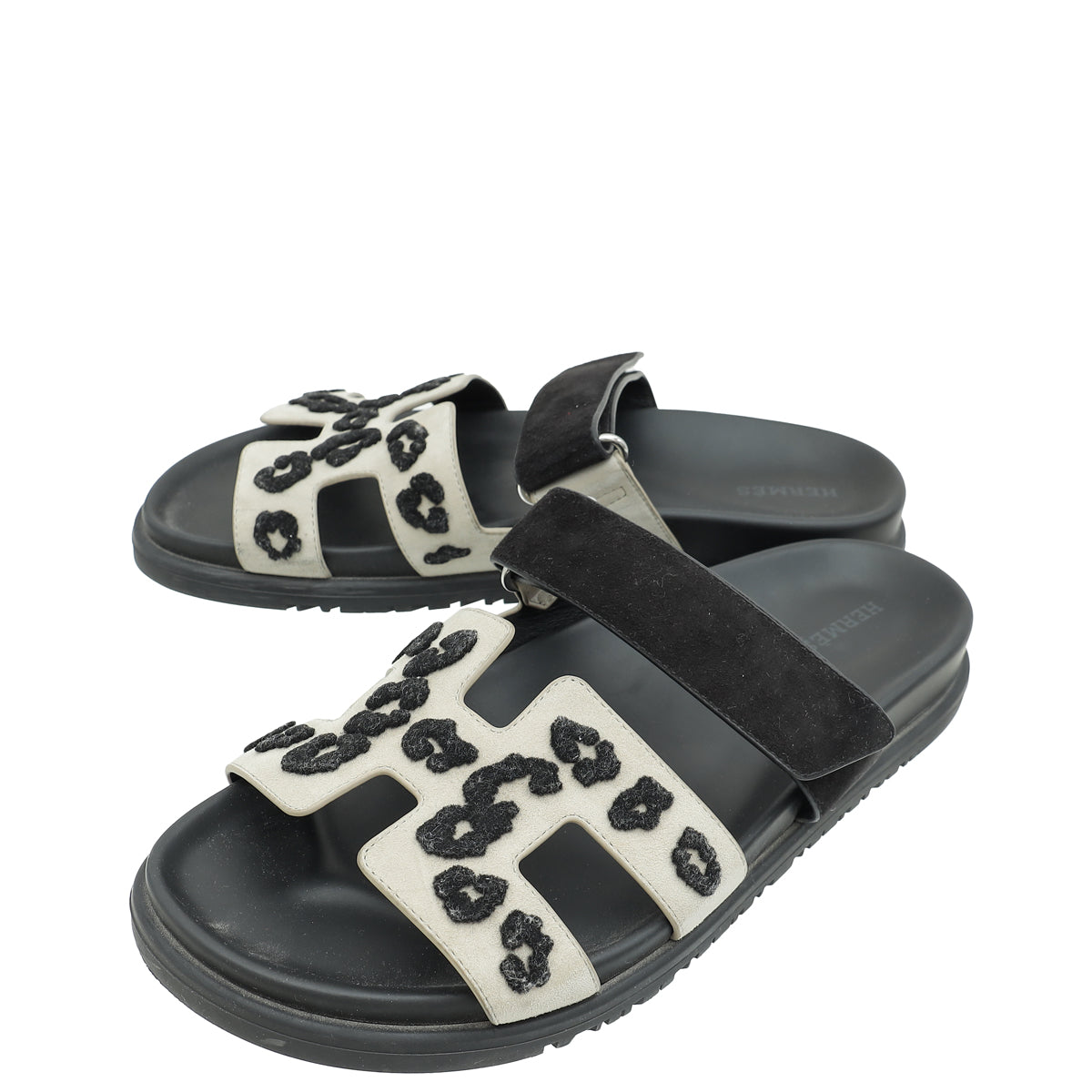 Hermes Bicolor Chypre Leopard Suede Goatskin Sandal 39.5