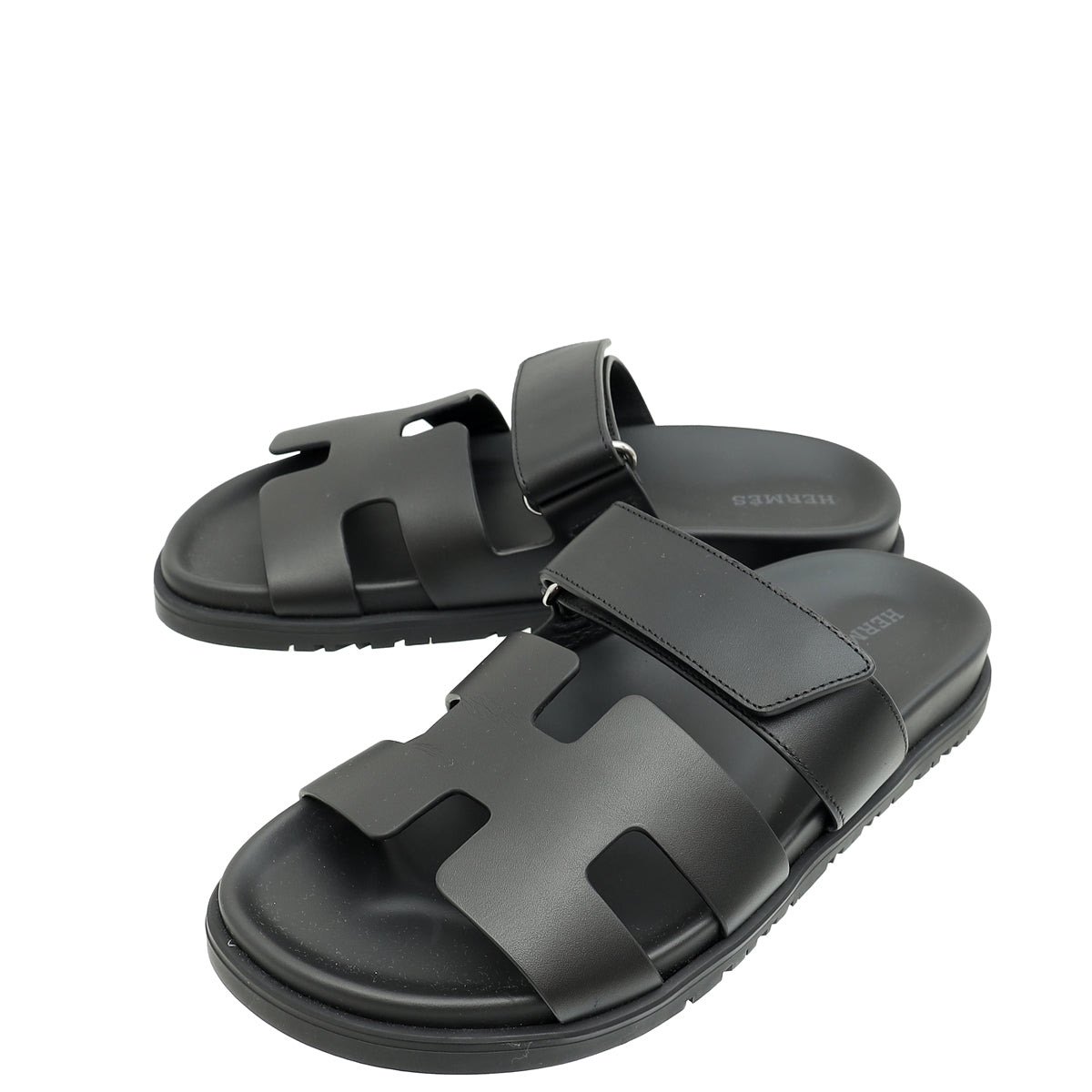 Hermes Noir Chypre Sandals 36.5