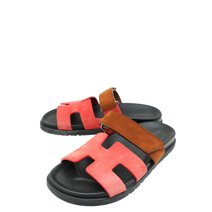 Hermes Bicolor Chypre Suede Goatskin Sandals 36