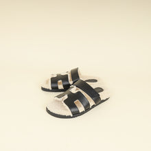 Hermes Noir w/ Shearling Chypre Sandals 37.5