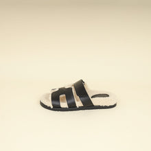 Hermes Noir w/ Shearling Chypre Sandals 37.5