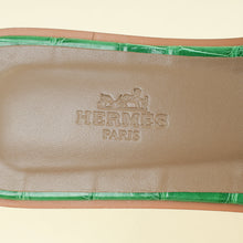 Hermes Bamboo Oran Shiny Alligator Sandal 37.5