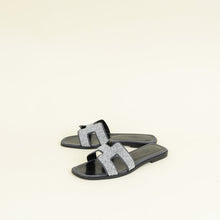 Hermes Noir Oran with Crystal Detail Sandal 37.5