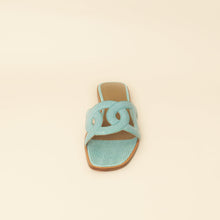 Hermes Turquoise Lizard Omaha Sandals 37