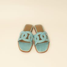 Hermes Turquoise Lizard Omaha Sandals 37