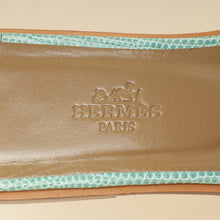Hermes Turquoise Lizard Omaha Sandals 37